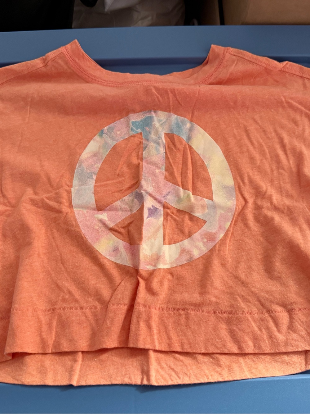 Old Navy Peach Short-Sleeve Tee with Pastel Peace Sign